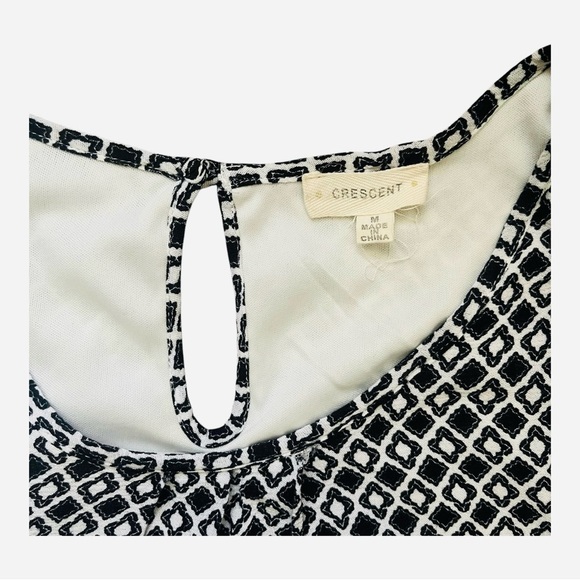 Crescent casual flowy border mosaic swing dress M sleeveless ruched lining - Picture 8 of 15